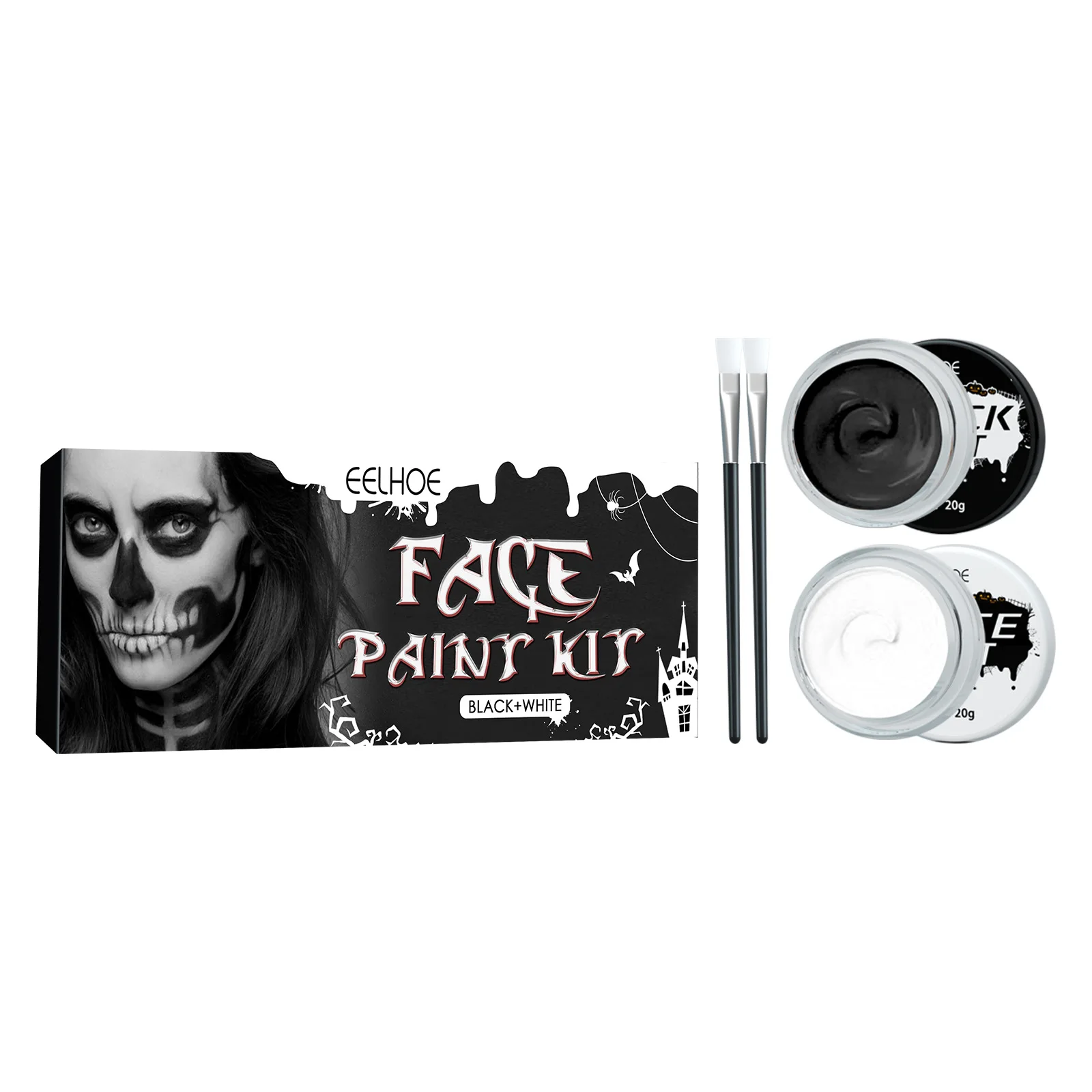 Set Di Colori Per Il Viso Halloween In Bianco E Nero Body Paint Body Paint Vampire Zombie Skeleton Face Makeup Paint Face Paint Body Paint