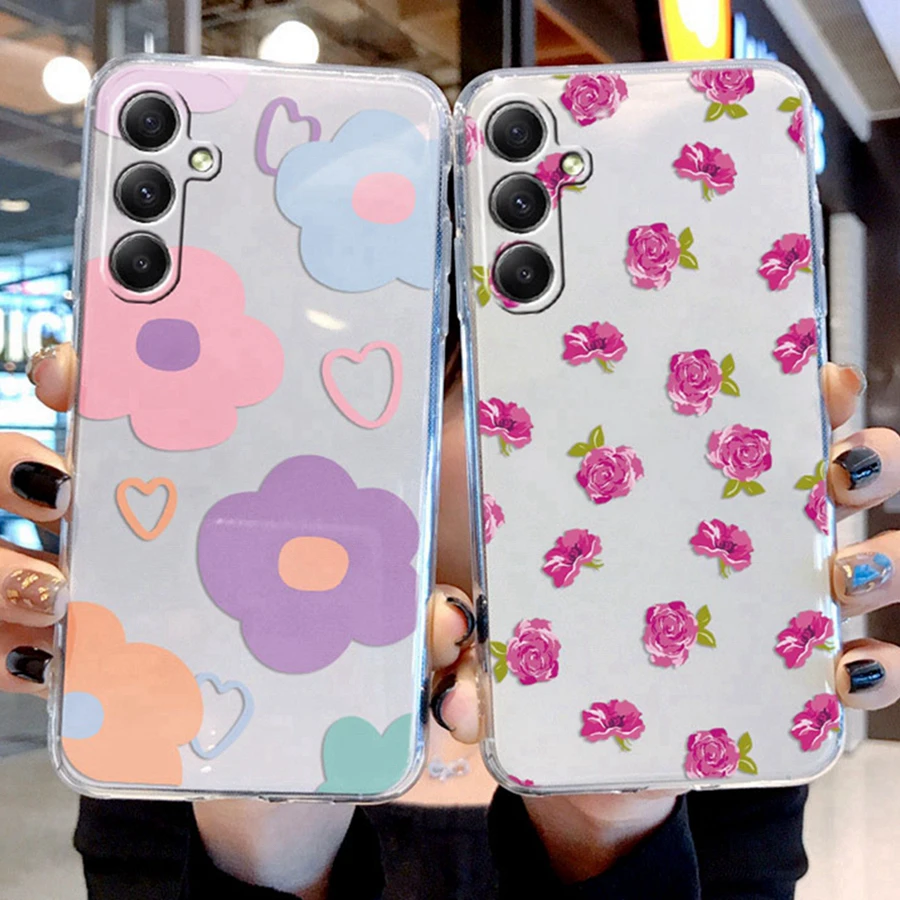 Love Couple Rose Flower Custodia Per Telefono Per Samsung Galaxy A55 4G Patrick Star Silicone Trasparente Trasparente Paraurti Samsunga55 Tpu Cover