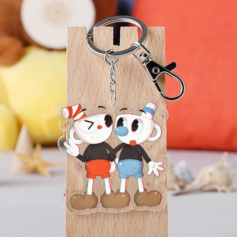 Cuphead Adventure Game Portachiavi In Acrilico Cuphead Mug Man Clear Pendant