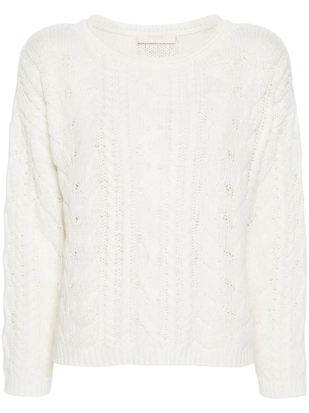 TWINSET logo-patch cable-knit jumper - Bianco