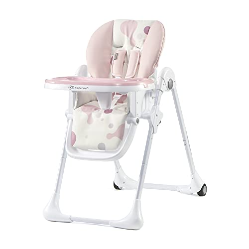 Kinderkraft Seggiolone Pappa Yummy, Rialzo Da Sedia, Regolabile, Pieghevole, Alzase Bambini Da 6 Mesi Fino A 3 Anni, Rosa