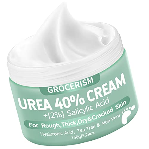 Crema Piedi Urea 40% 150G || Crema Per Piedi E Mani Con Acido Ialuronico, Tea Tree E Aloe Vera Per Un'Idratazione Profonda, Rimozione E Ammorbidimento