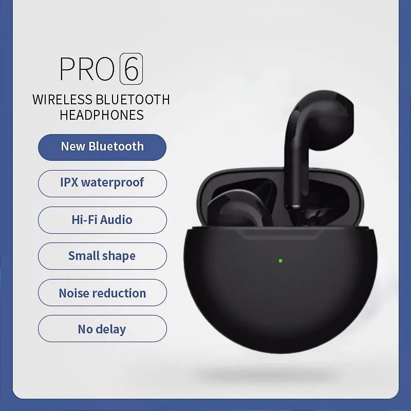 Air Pro6 Cuffie Bluetooth Tws Auricolare Bluetooth Wireless Cuffie Bluetooth Auricolari Cuffie Wireless Auricolari Pro 6 Auricolari