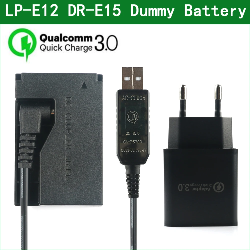 Lp E12 Lpe12 Batteria Fittizia Ack-E15 Dr-E15 Accoppiatore Cc Per Canon Eos 100D Rebel Sl1 Kiss X7 Powershot Sx70 Hs