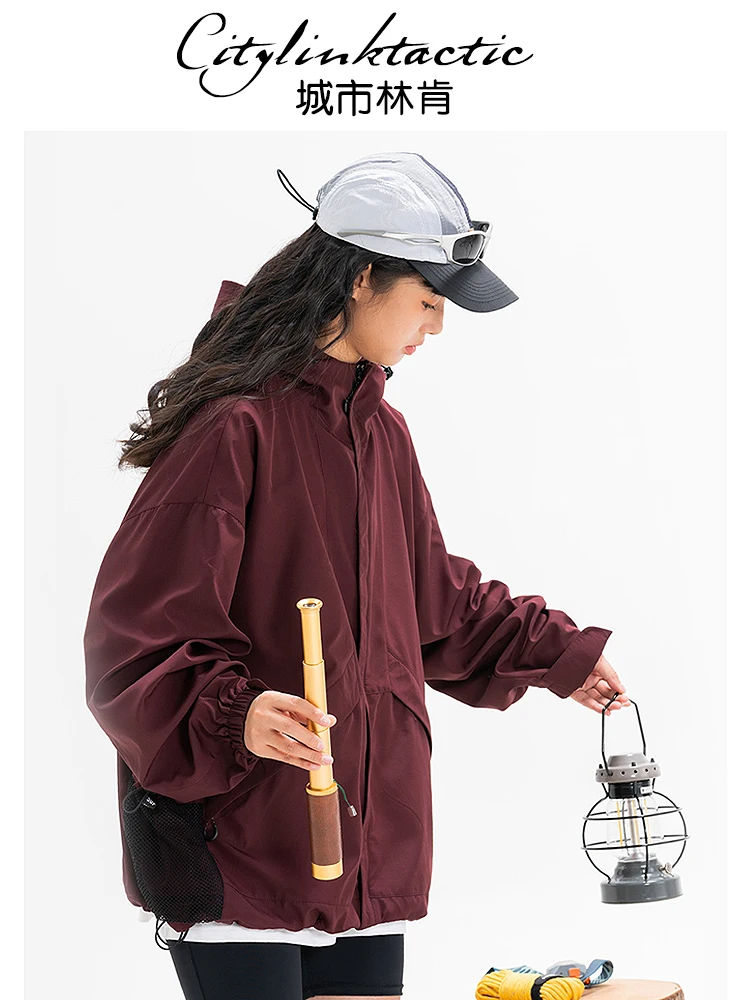 Wassup Joint Three Defense And Autumn Rush Coat Wine Red Spring Fashion Brand Giacca Da Lavoro Allentata Top