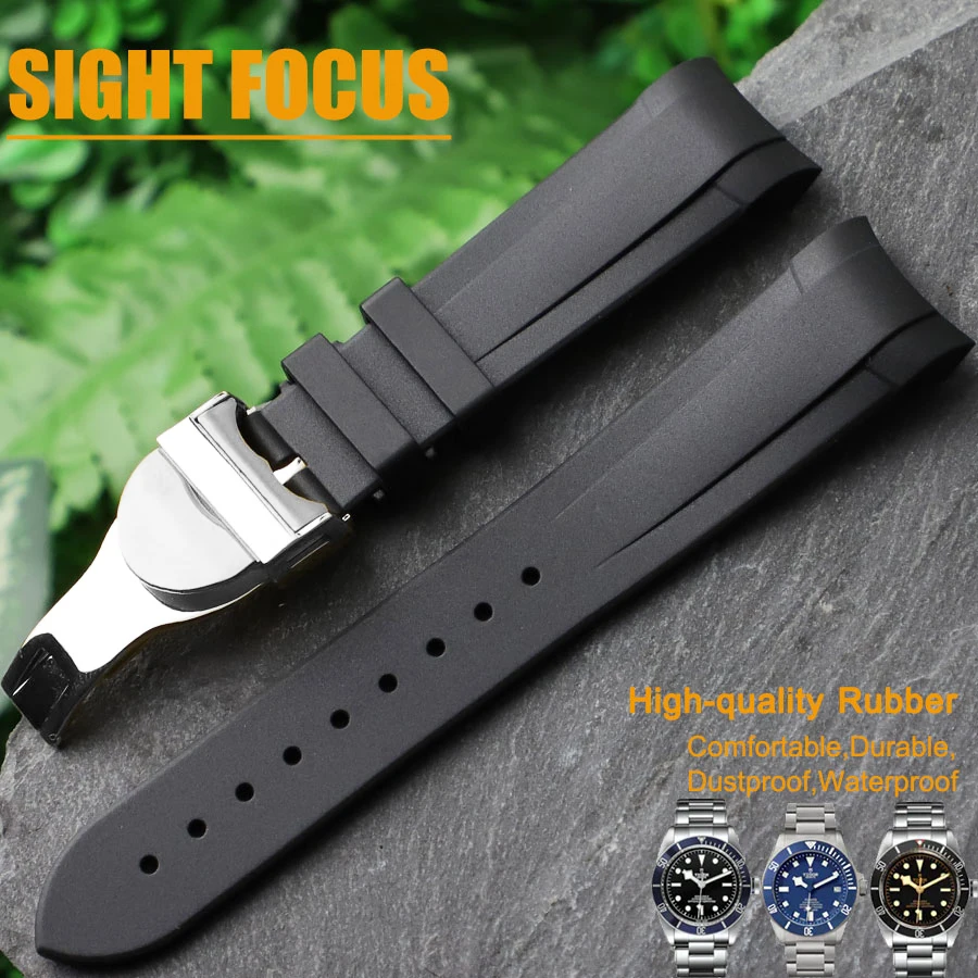 Cinturino In Gomma Con Estremità Curva Da 22Mm Per Cinturino Tudor Black Bay, Cinturino In Pelle Black Bay Gmt/Chrono Bracciale Heritage Chrono