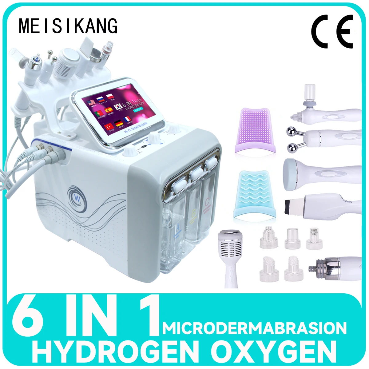 Meisikang H2O2 Hydro Dermoabrasione Facial Spa Rf Beauty Instrument Face Lifting Oxygen Jet Peel Vacuum Acne Hydrafacial Machine Pulizia Viso Macchina