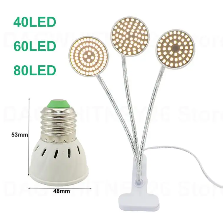 80Led 3 Teste Full Spectrum Sunlight Flower Plant Grow Light Phyto Lamp Desk Clip Fitolamp Indoor Veg Growbox Serra U26
