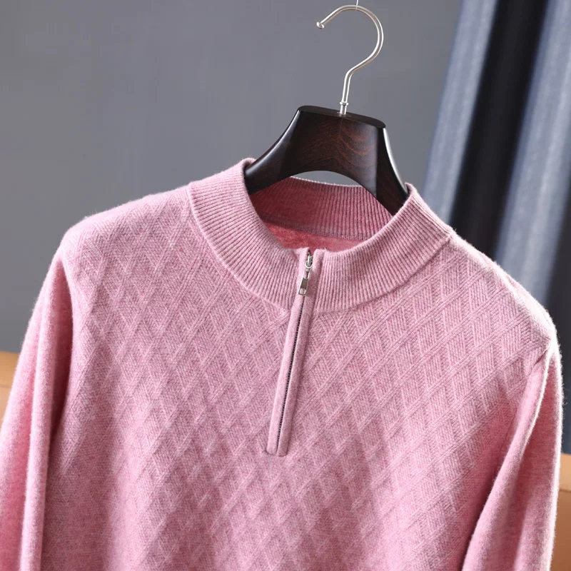 Vendita Calda 100% Maglioni Lavorati A Maglia In Pura Lana Maglioni Da Uomo Oneck Cerniera Inverno Caldo Maglioni Morbidi Vestiti Maschili Di Lana