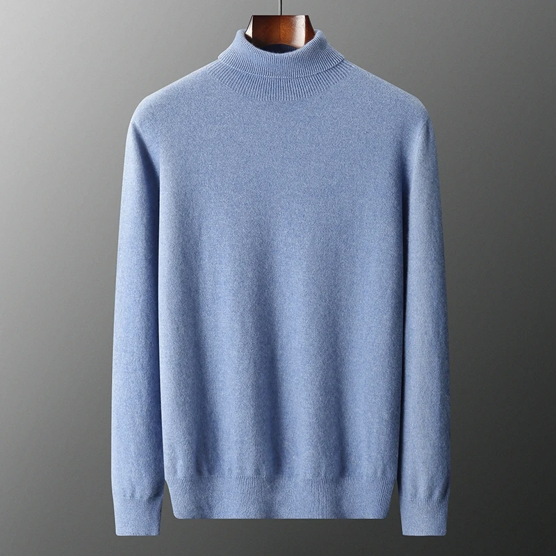 100% Puro Cashmere Lavorato A Maglia Pullover Uomo Maglioni Dolcevita Inverno Autunno Manica Intera Maglioni Tinta Unita Vestiti Maschili