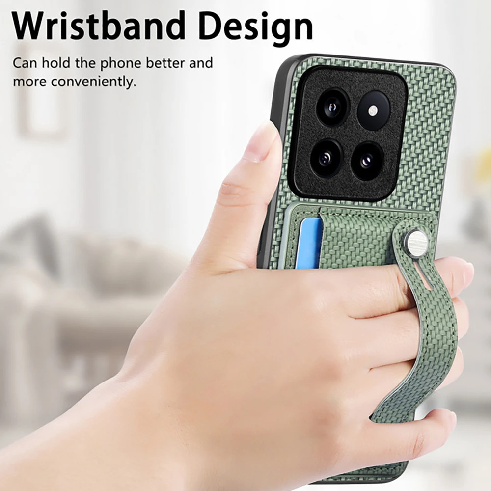 Custodia Per Slot Per Schede In Pelle Con Cinturino 13 T 14 Pro 5G Per Xiaomi 14 Pro Cover Di Lusso Xiaomi 13 T Back Funda Mi 14 13 T Pro Phone Shell