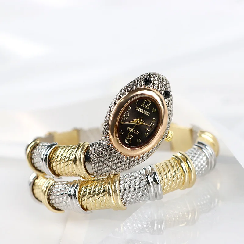Orologio Al Quarzo Da Donna Orologio A Forma Di Bracciale Rigido Di Lusso Orologio A Forma Di Oro Nero Orologio Da Polso Da Donna Reloj Vintage Fashio