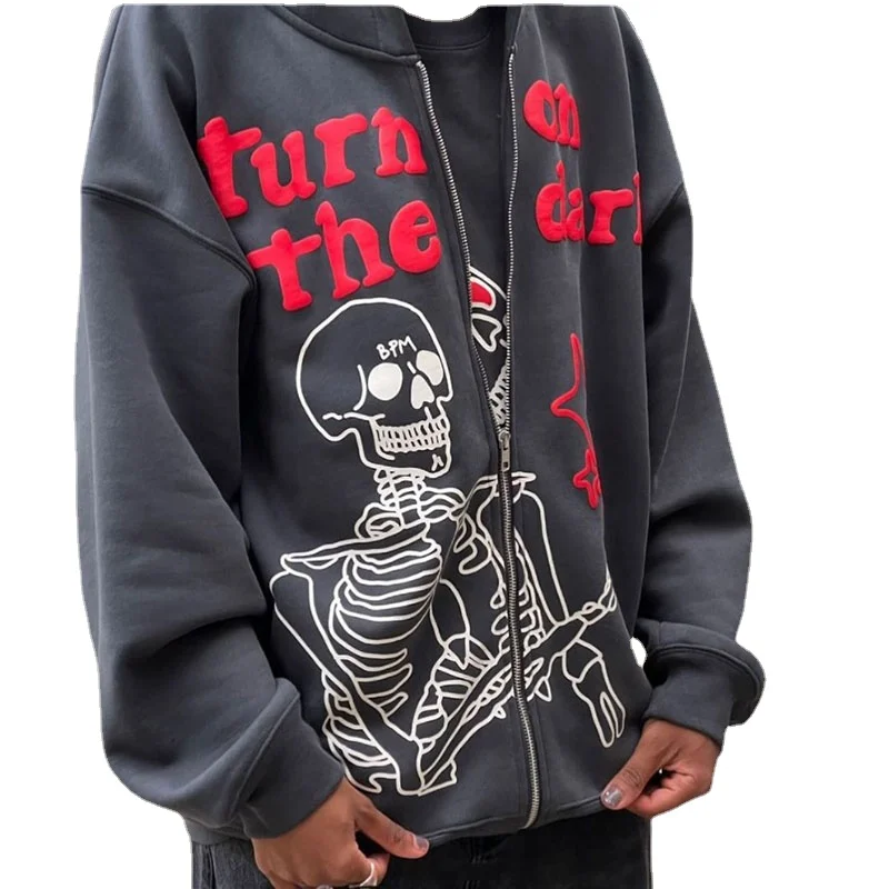 Felpa Con Cappuccio Da Uomo Streetwear Manica Lunga Felpa Con Zip Anime Lettera Oversize Top Abbigliamento Felpa Con Cappuccio Moda Felpa Con Cappucci