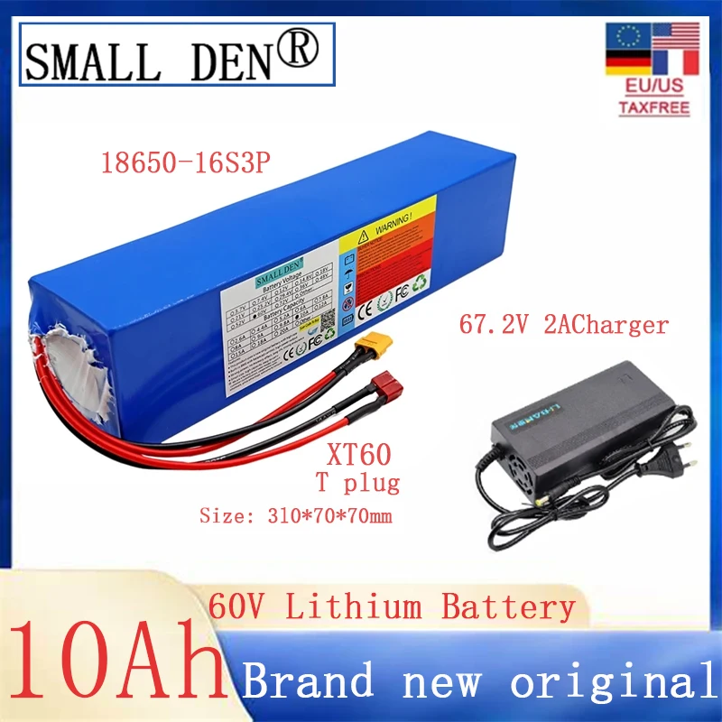 Neuer 60V 10Ah 1000 Lithium-Akku 16 S3P 67,2 W Hoch Leistung Fur Elektro Fahrrad Roller Motorrad Dreirad 2.7 V2A Ladegerasse