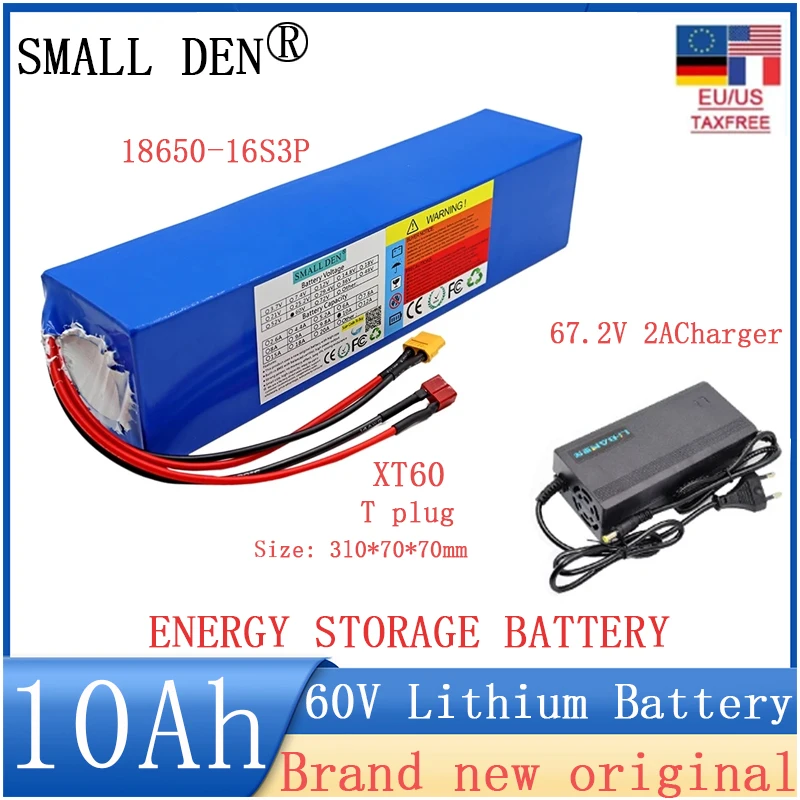 Neuer 60V 10Ah 1000 Lithium-Akku 16 S3P 67,2 W Hoch Leistung Fur Elektro Fahrrad Roller Motorrad Dreirad 2.7 V2A Ladegerasse