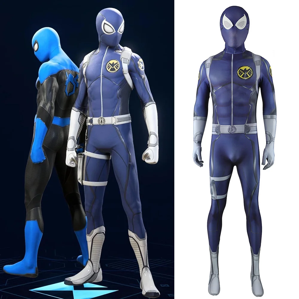 Ps5 Giochi Spiderman 2 Agente Di Scudo Vestito Costume Cosplay Supereroe Zentai Tuta Spiderman Spandex Abiti Costume Di Halloween