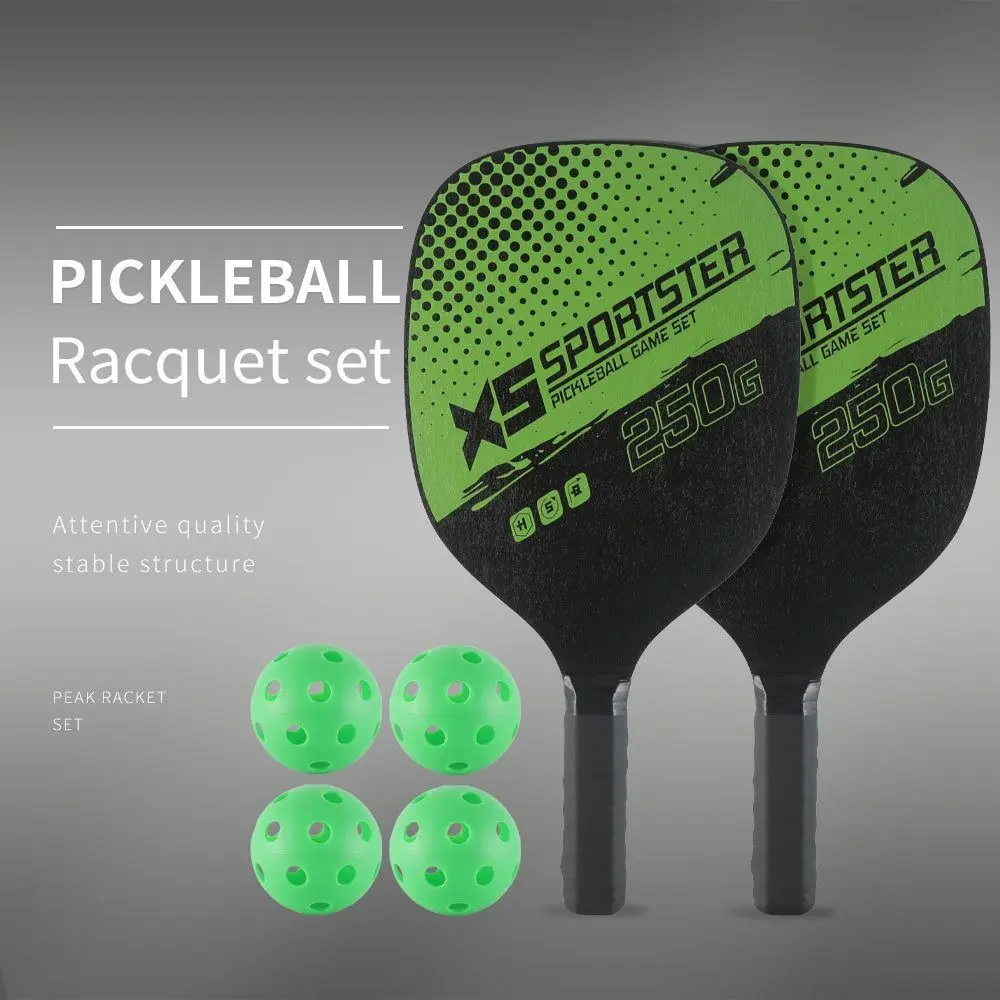 2 Pz/Set Racchette Da Pickleball In Legno Con Borsa 4 Pezzi Pickleball Balls Pickleball Paddle Set Principiante Green Pickleball Game Set