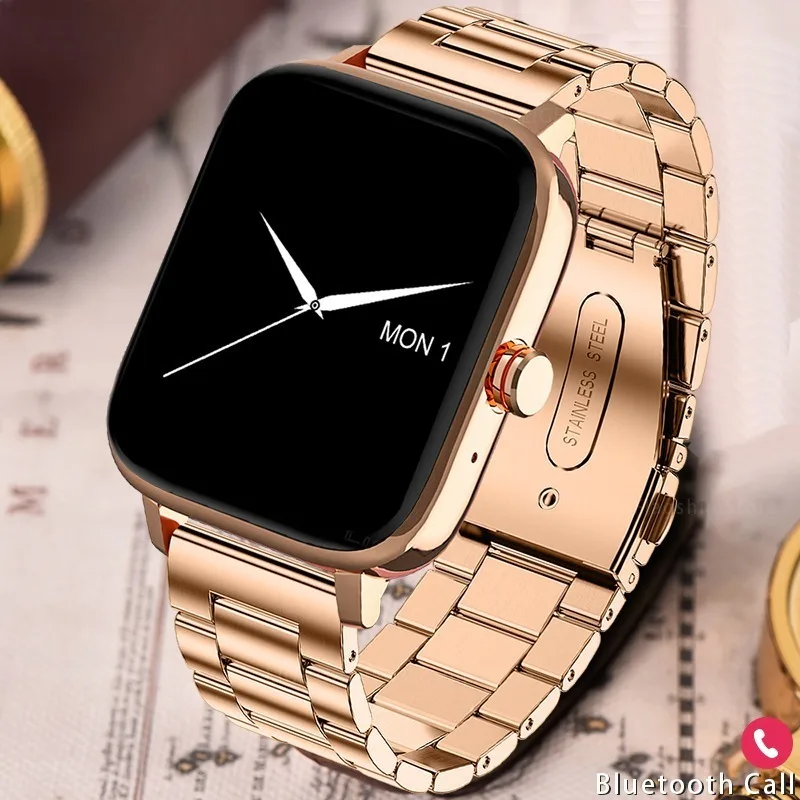 2024 New Call Smart Watch Women Custom Dial Smartwatch Waterproof Bluetooth Music Players Orologi Full Touch Bracciale Clock