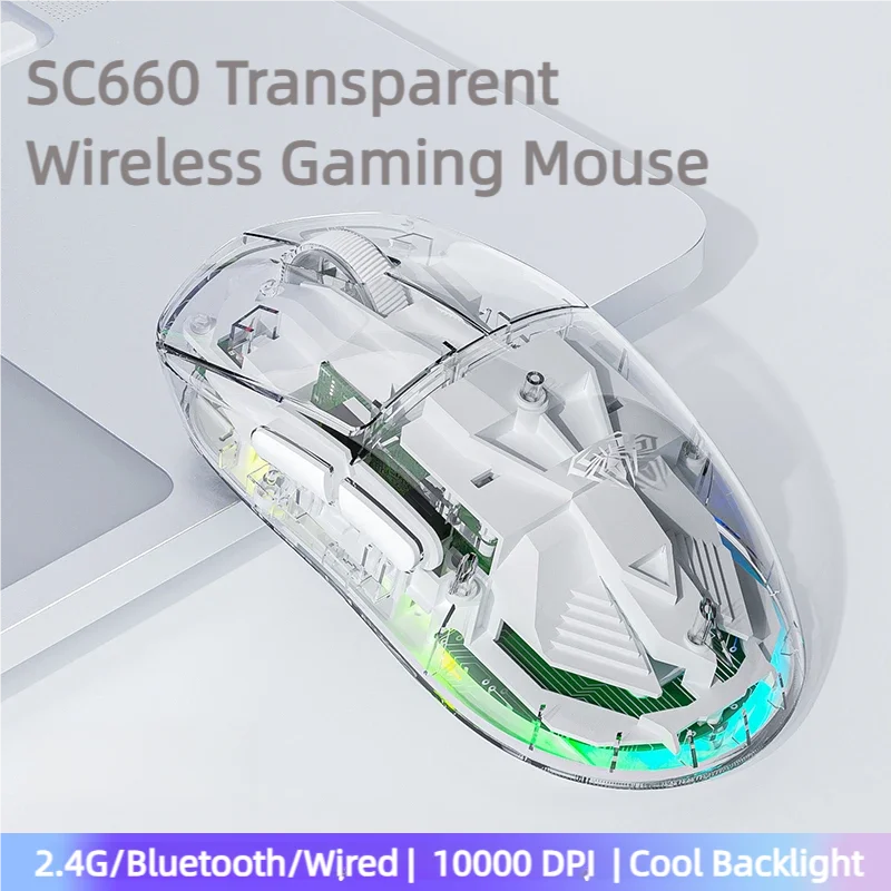 Mouse Wireless Aula Sc660 Mouse Da Gioco Bluetooth 10000Dpi Sensore Ottico Mouse Ergonomico Programmabile Macro Per Pc Portatile Gamer