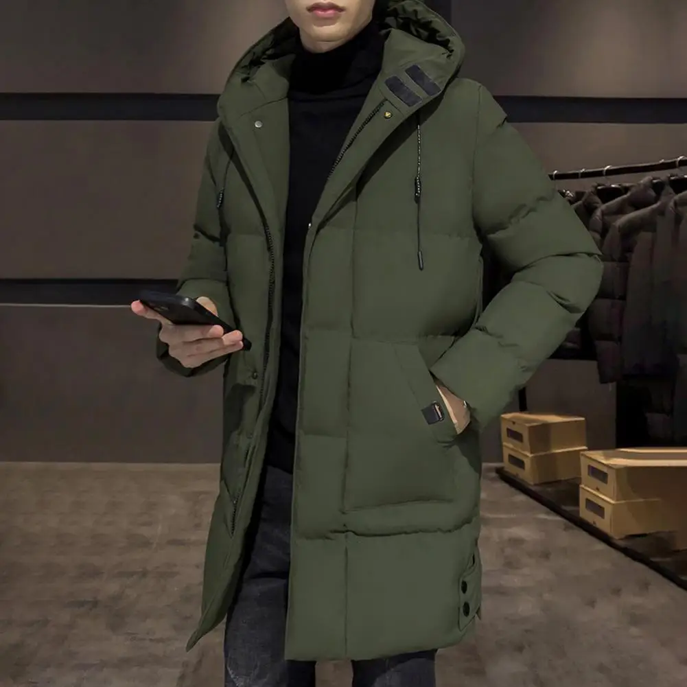 Piumino Medio Lungo Uomo Autunno Inverno Parka Giacche Con Cappuccio Uomo Cotone Pdded Cappotti Caldi Streetwear Slim Fit