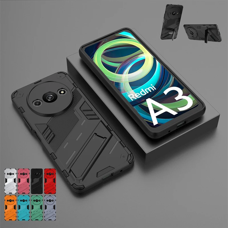 Per Xiaomi Redmi A3 Cover Cover Redmi A3 Capas Armor Phone Bumper Back Kickstand Cover Antiurto Per Redmi A3 A 3 Fundas