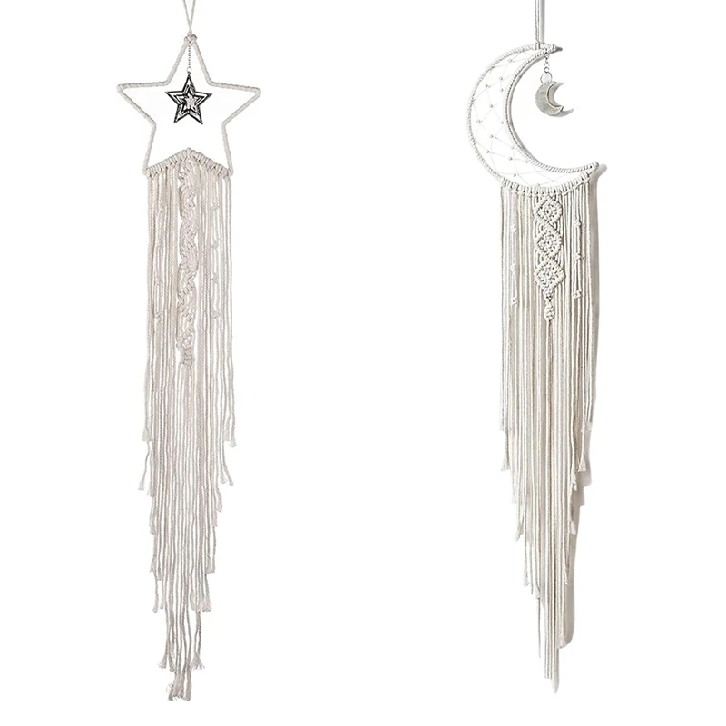 Hot Yo-Moon Star Dream Catcher Decor Per La Casa Matrimonio Bambini Baby Bedroom Craft Gift Decoration E Led Light String 2 Pezzi