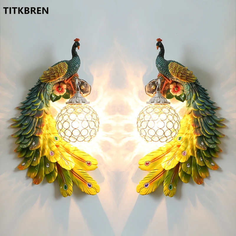 Beautiful Peacock Led Wall Lamp Bedroom Bedside Tv Background Wall Light Sconce Living Room Decoration Lighting Fixture