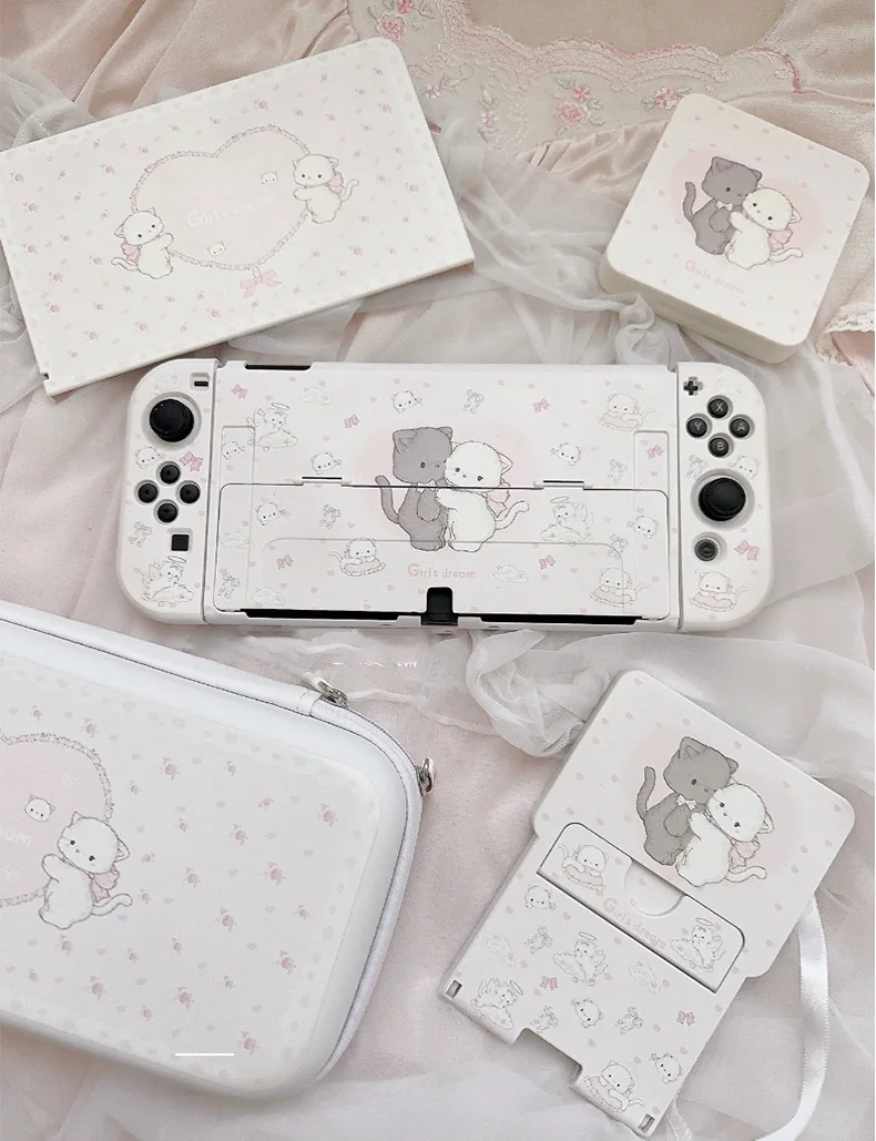 Custodia Per Nintendo Switch Oled/Ns Accessori Kawaii Cat Heart Shell Custodia Joycon Cassetta Per Switch Console Games Case
