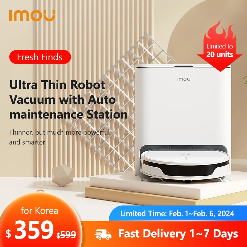 Imou Robot Vaccum Rv2 Pulitore Rotante Spazzatrice Autosvuotante Sottile Automatico Autopulente Robot Elettrodomestico Intelligente