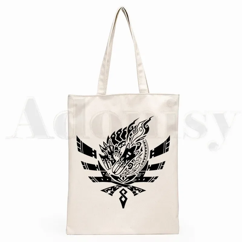 Monster Hunter World Let Hunt! Paolumu Games Fashion Graphic Cartoon Print Shopping Bags Girls Fashion Casual Pacakge Hand Bag