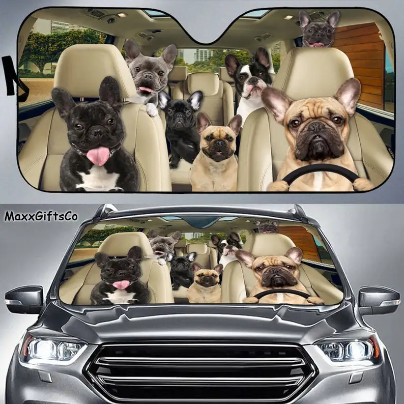 Parasole Per Auto Bulldog Francese, Parabrezza Bulldog Francese, Parasole Per Cani, Accessori Per Auto Bulldog Francese, Bulldog Francese