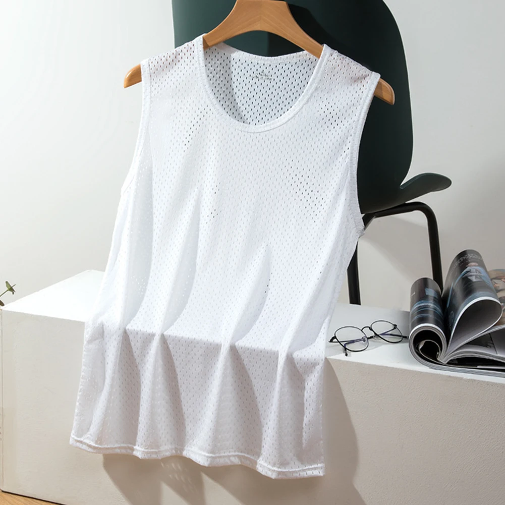 Intimo Gilet Canotte In Seta Di Ghiaccio Uomo Spandex Canottiera Trasparente Intimo Bianco Wrestling 95% Poliestere + 5% Nuovo Di Zecca