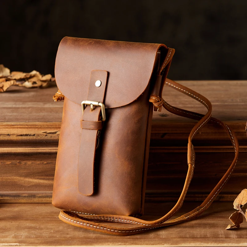 Borsa A Tracolla Da Uomo In Pelle Di Vacchetta Vintage Fatta A Mano In Vera Pelle Mini Borsa A Tracolla In Pelle Bovina Retrò Borsa Da Viaggio Casual 