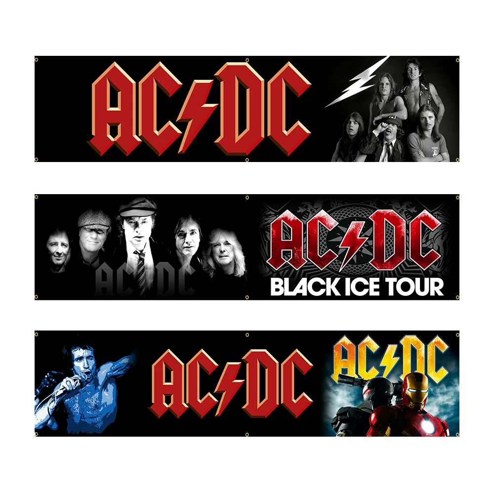 60 X240Cm Ac/Dc Band Banner Flag Poliestere Stampato Garage O Arazzo Decorazione Esterna