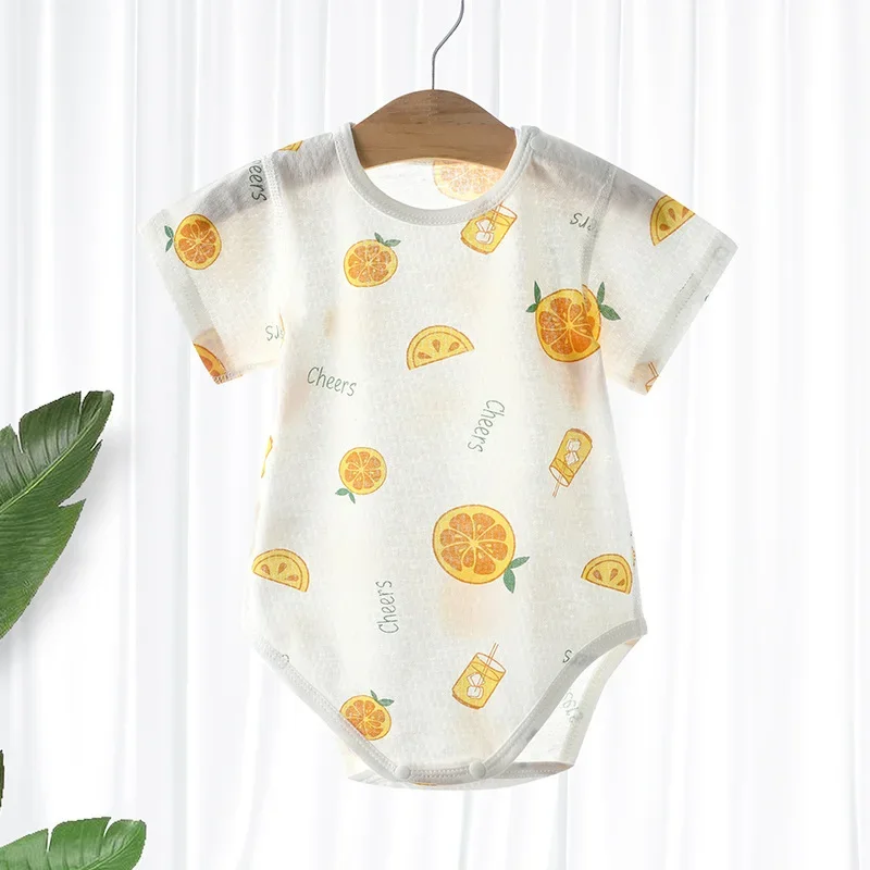 Bambino Sottile Maglia Di Cotone Manica Corta Abbigliamento Per Bambini Tute Neonati Ragazzi E Ragazze Un Pezzo Abbigliamento Bebes Recien Nacido 0 A 