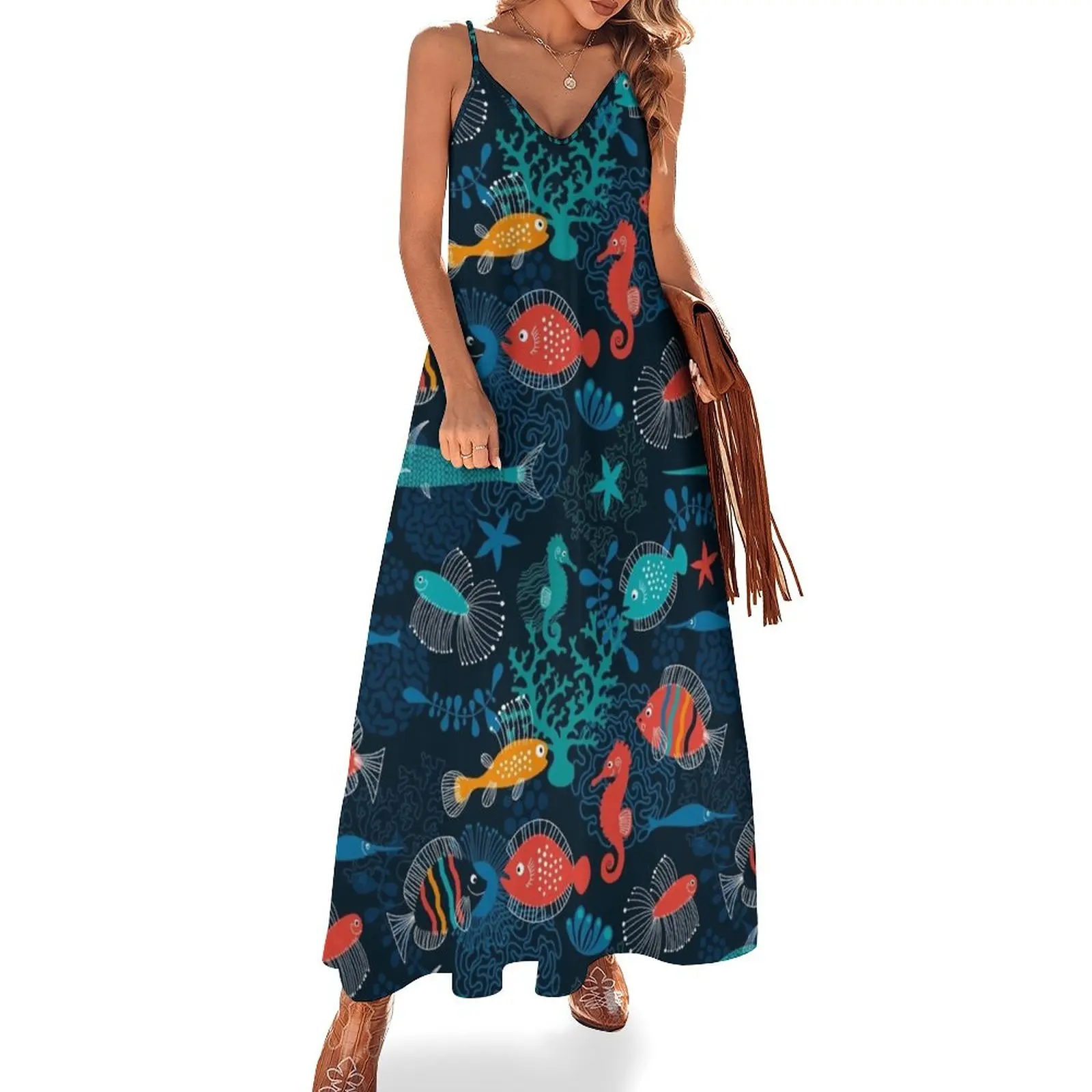 Pesce Tropicale Sotto Il Mare Abito Senza Maniche Abiti Eleganti Da Donna Vendita Abiti Da Festa Donna Estate Vestito Da Donna Vestiti Da Donna