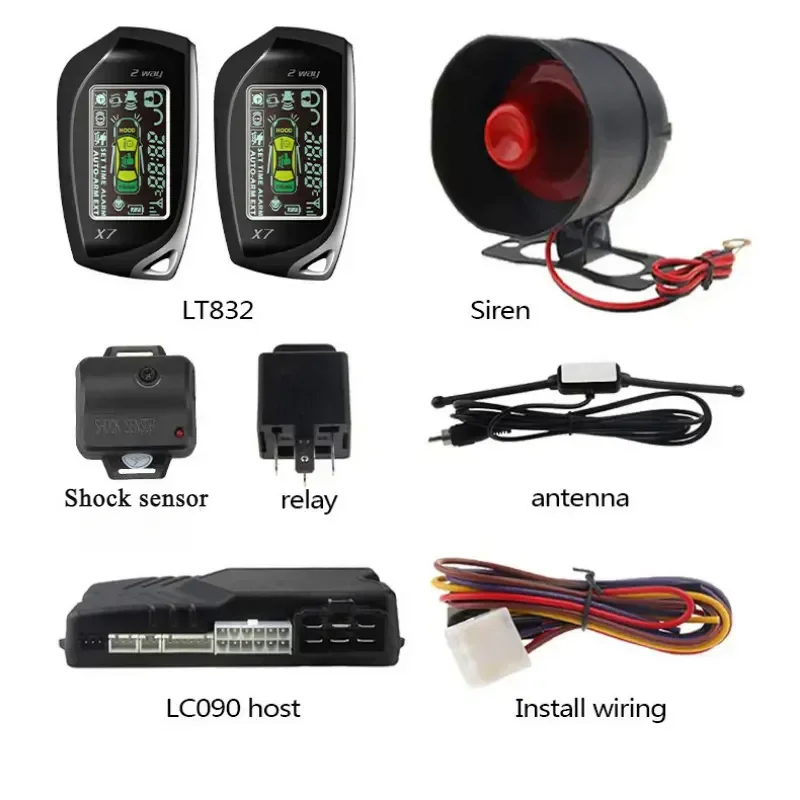 Spy Universal Two Way Lcd Car Alarm System Immobilizzazione Del Telecomando Smart Start Stop Button Lock Kit