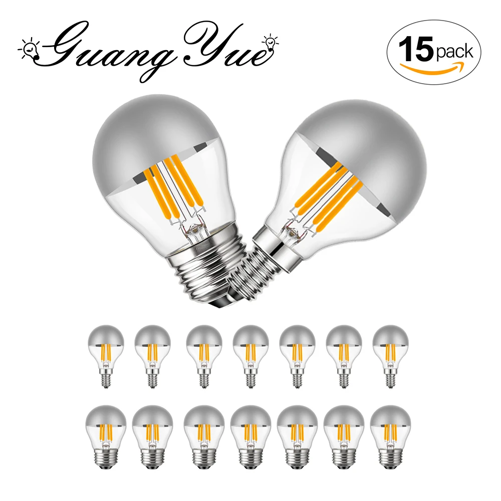 G45 Edison Led Night Bulb E12 E14 E26 E27 4W Dimmerabile 110V 220V Globe Top Silver Warm White Mirror Light Lampada A Sospensione Home Decor