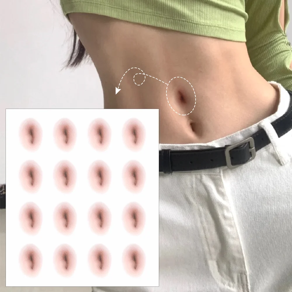 16Pcs Fake Belly Button Tattoo Stick Stesso Adesivo Di Simulazione Fake Female Belly Button Artefatto Good Figure Lasting Belly Sticker