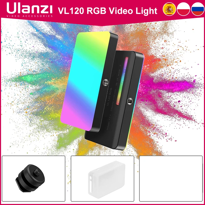 Ulanzi Vl120 Rgb Videocamera Luce Mini Portatile 3100Mah Fotografia Illuminazione Smartphone Vlog Luce Di Riempimento Luce Video Rgb
