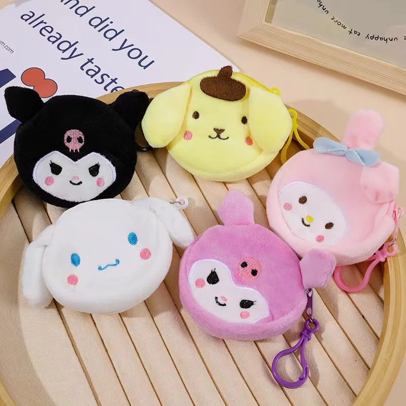 Sanrio Peluche Portamonete Portachiavi Kuromi Cinnamoroll Melody Anime Portafoglio Portachiavi Kawaii Cute Pocketbook Billfold Money Bag Gift