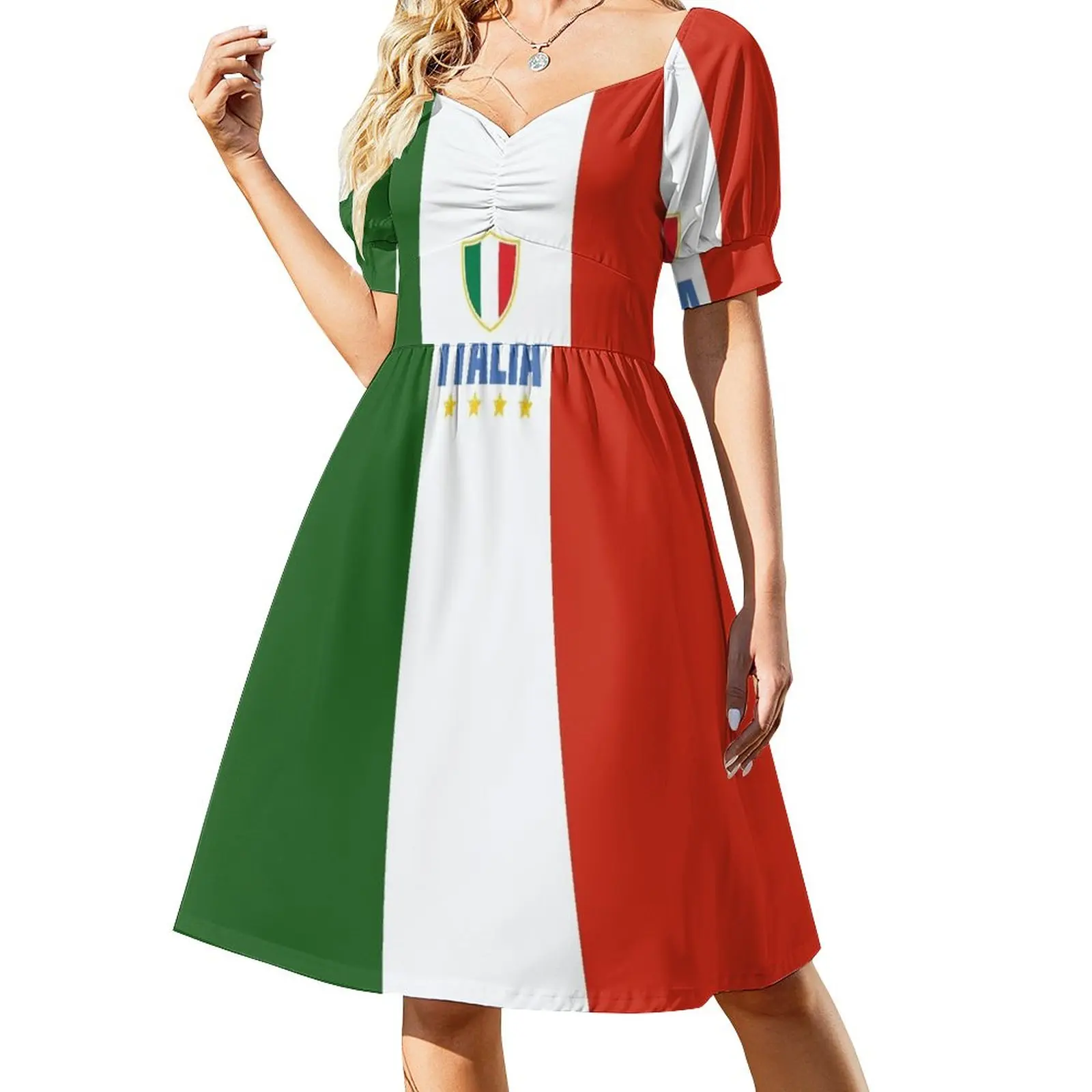 Italia-Abito Tricolore Italiano Abiti Lunghi Velati Abito Donna