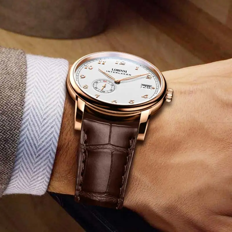 Lobinni Svizzera Marchio Di Lusso 2021 Nuovi Prodotti Orologio Da Uomo Mini Movimento A Rotore Orologio Meccanico Automatico Super Sottile