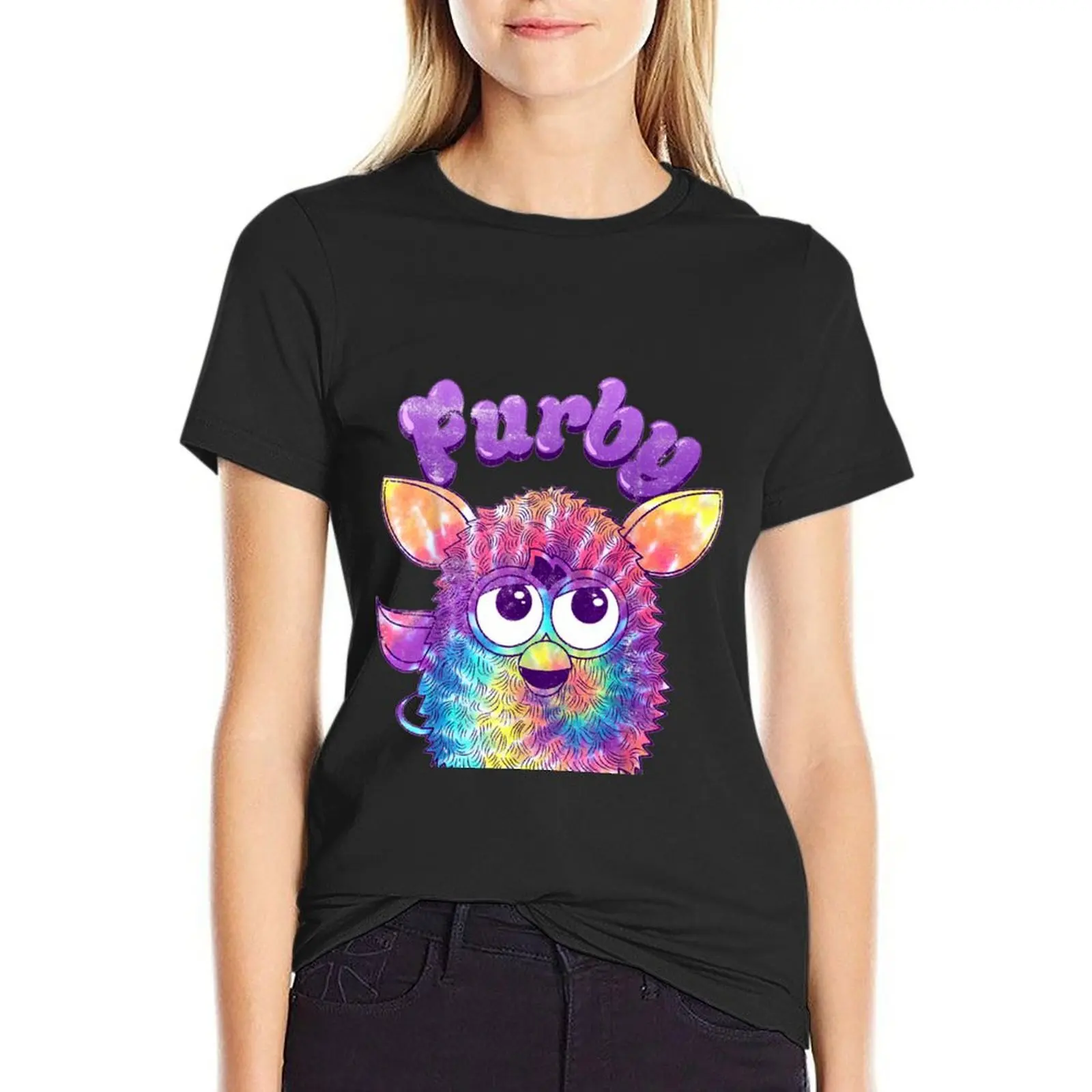 Furby Tie Dye Ritratto T-Shirt Kawaii Vestiti Plus Size Top T-Shirt Donna Divertente