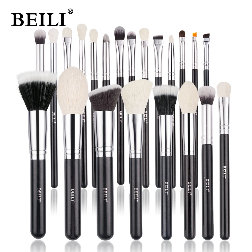Beili Professional 20-23Pcs Pennelli Per Trucco Set Natural Goat Hair Powder Foundation Eyeshadow Make Up Tool Pinceaux De Maquillage