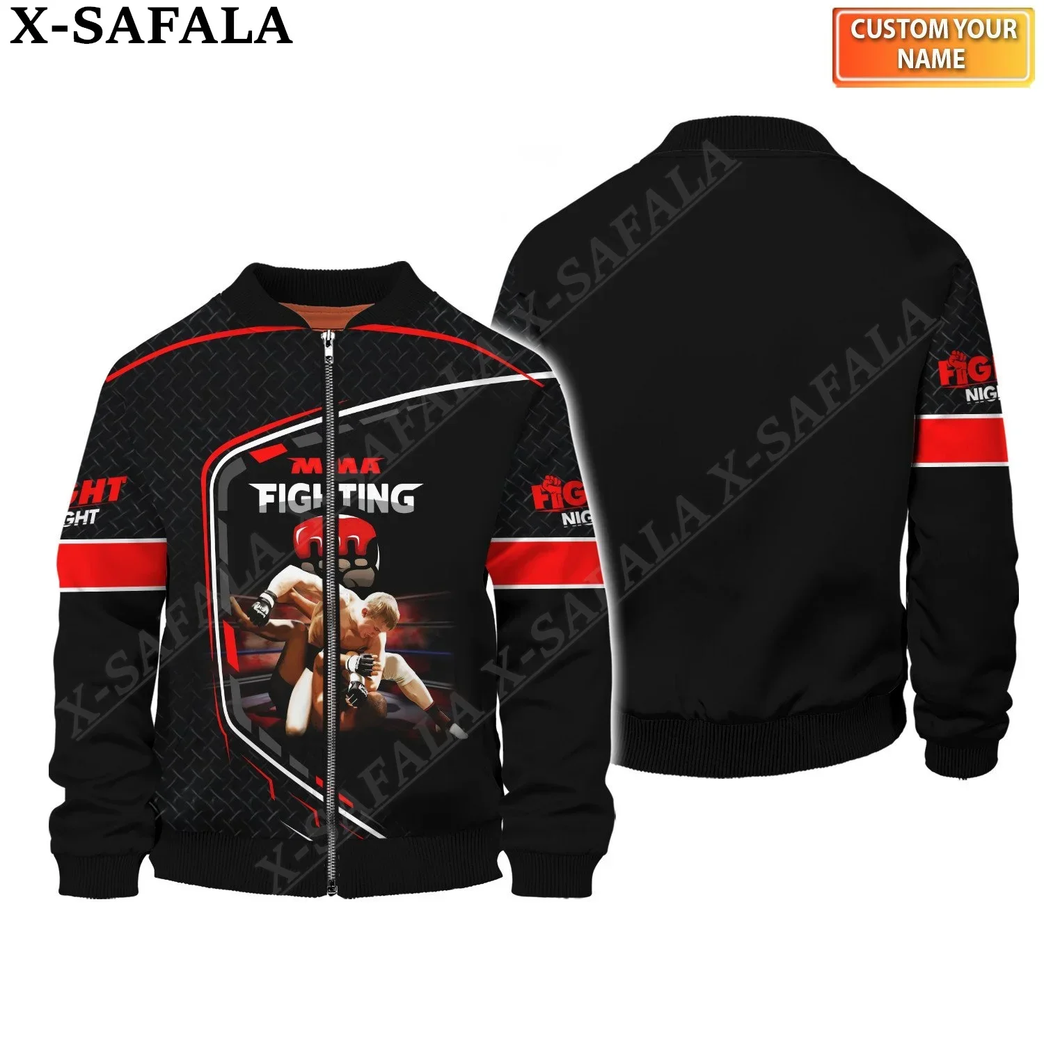 Taekwondo Karate Fighting Martial Art Boxing 3D Print Mens Thick Bomber Pilot Jacket Streetwear Zipper Coat Top Jumper