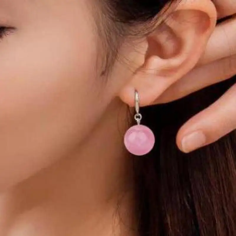 Orecchini In Pietra Occhio Di Gatto Rosa 8Mm 10Mm 12Mm Perline Orecchini Placcati Argento Opale Orecchini Donna Orecchini Colore Argento Orecchini 1 Z