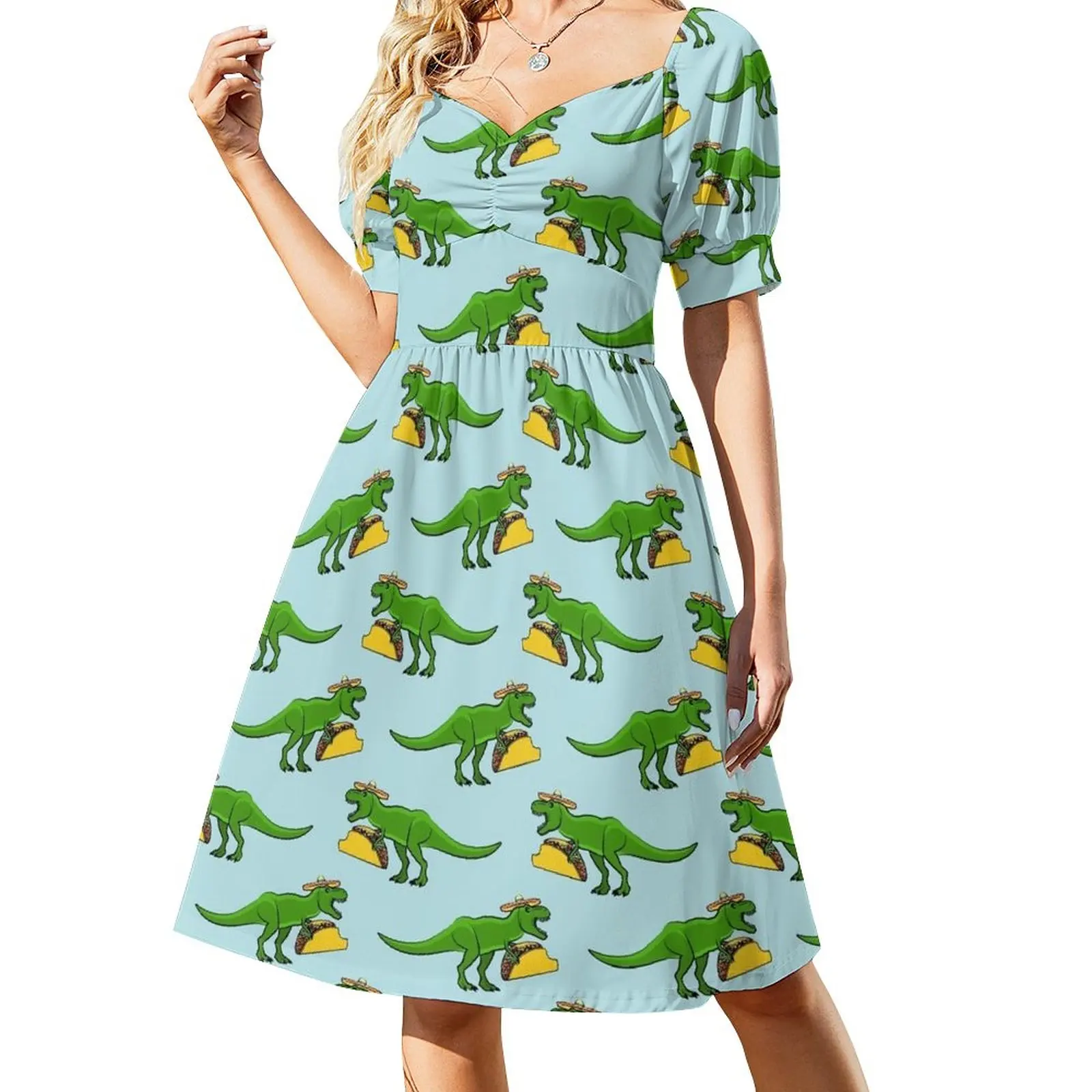 Tyrannosaurus Rex Mangiare Tacos Dress Abiti Per Donna 2023 Abiti Lunghi Da Donna