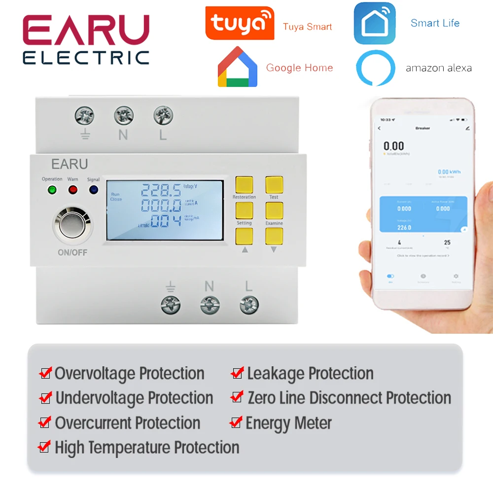 Wifi Smart Electric Energy Protector Meter Timer Monitor Del Consumo Energetico Kwh Meter Wattmetro Protezione Dalle Perdite Ac220-300V