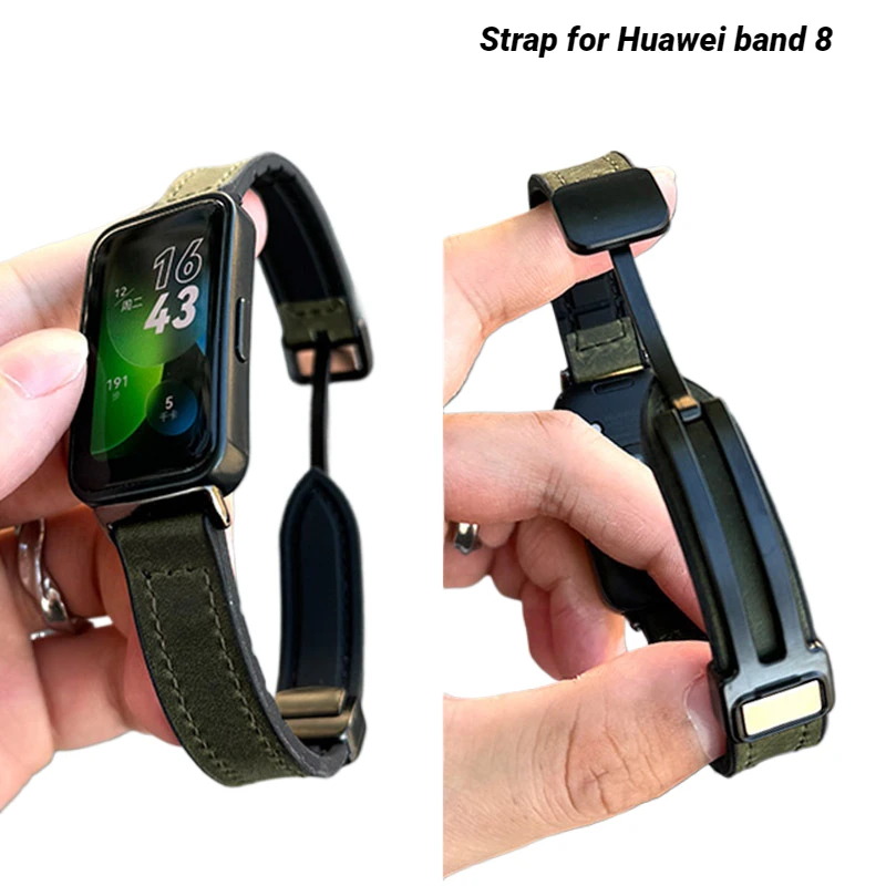 Cinturino In Pelle Di Mucca Per Huawei Band 8 Cinturino Sportivo Magnetico Per Huawei Band8 Correa Bracciale Donna Uomo Cinturino Smart Watches Belt